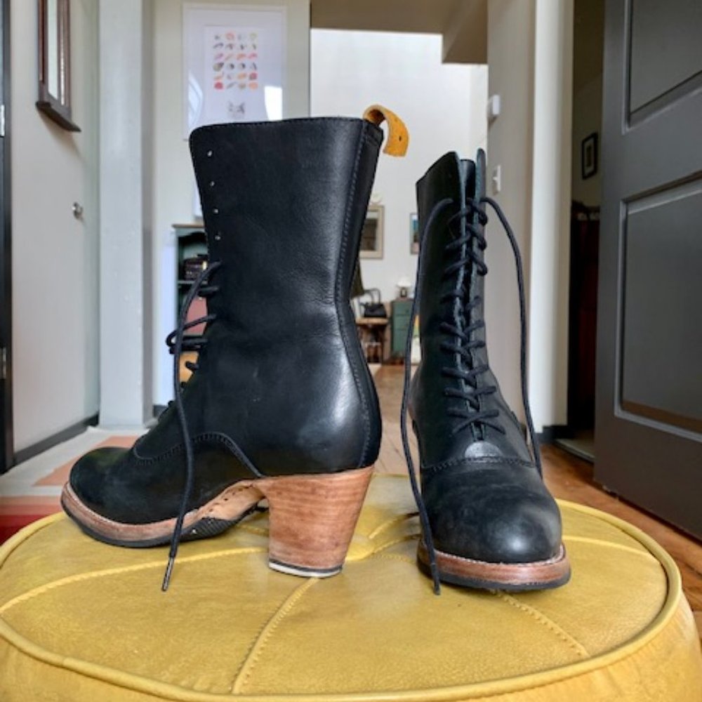 PS Kaufman No. 1018 Crosswalk Tall Lace-up Black Leather Boots - Picture 2 of 4